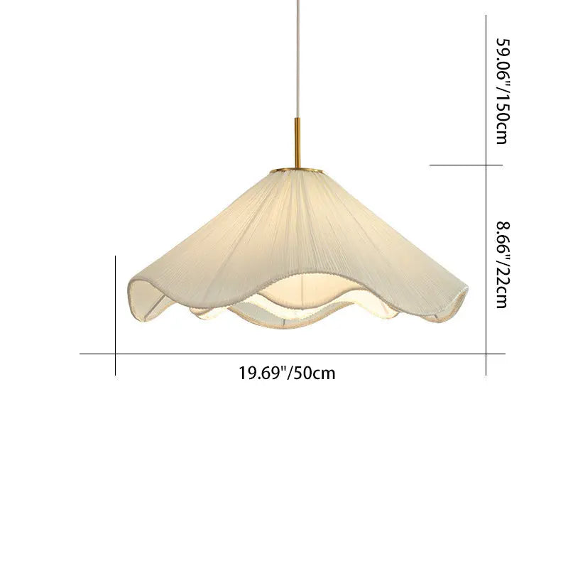 Contemporary Nordic Fabric & Iron Pleated Cone 1-light Pendant Light for Bedroom, Living Room & Dining Room BulbSquare