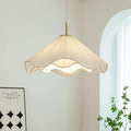 Contemporary Nordic Fabric & Iron Pleated Cone 1-light Pendant Light for Bedroom, Living Room & Dining Room BulbSquare
