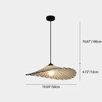 Traditional Japanese Fabric & Iron Lotus-Shaped Round 1-Light Pendant Light For Dining Room & Living Room