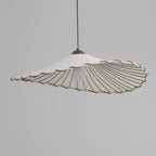 Traditional Japanese Fabric & Iron Lotus-Shaped Round 1-Light Pendant Light For Dining Room & Living Room