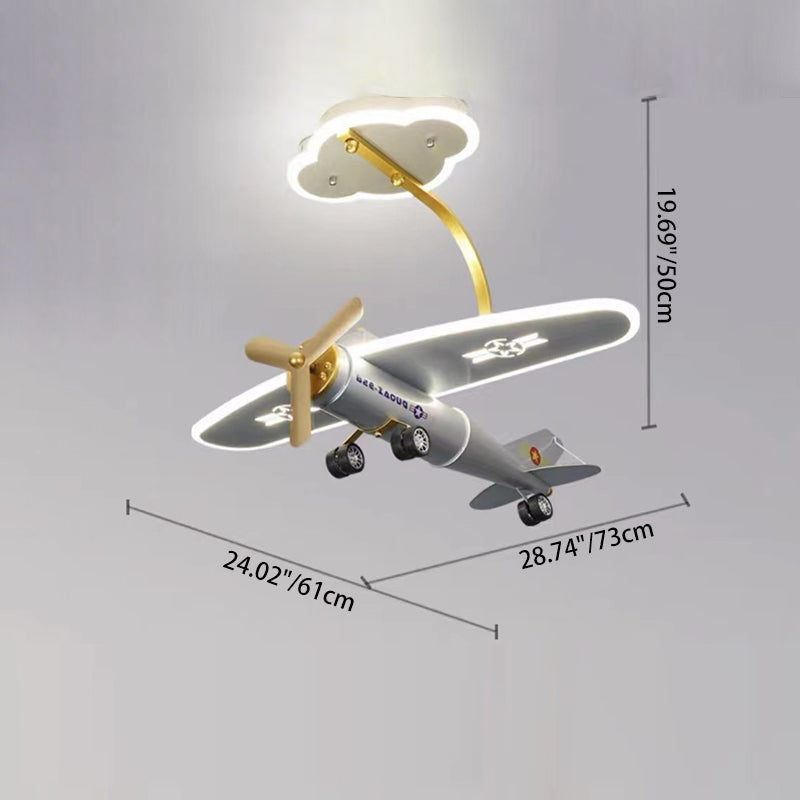 Lumendat Contemporary Creative Metal & Acrylic Airplane Shape LED Semi-Flush Mount Ceiling Light For Kids Bedroom & Living Room Lumendat