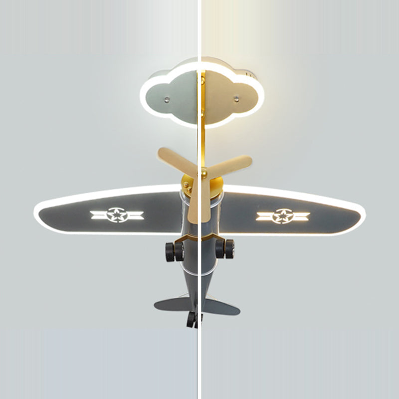 Lumendat Contemporary Creative Metal & Acrylic Airplane Shape LED Semi-Flush Mount Ceiling Light For Kids Bedroom & Living Room Lumendat