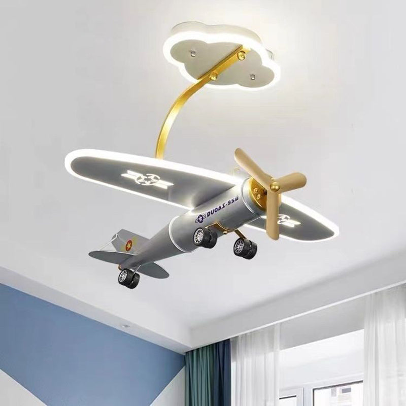 Lumendat Contemporary Creative Metal & Acrylic Airplane Shape LED Semi-Flush Mount Ceiling Light For Kids Bedroom & Living Room Lumendat
