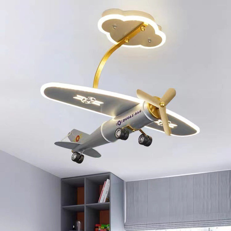 Lumendat Contemporary Creative Metal & Acrylic Airplane Shape LED Semi-Flush Mount Ceiling Light For Kids Bedroom & Living Room Lumendat