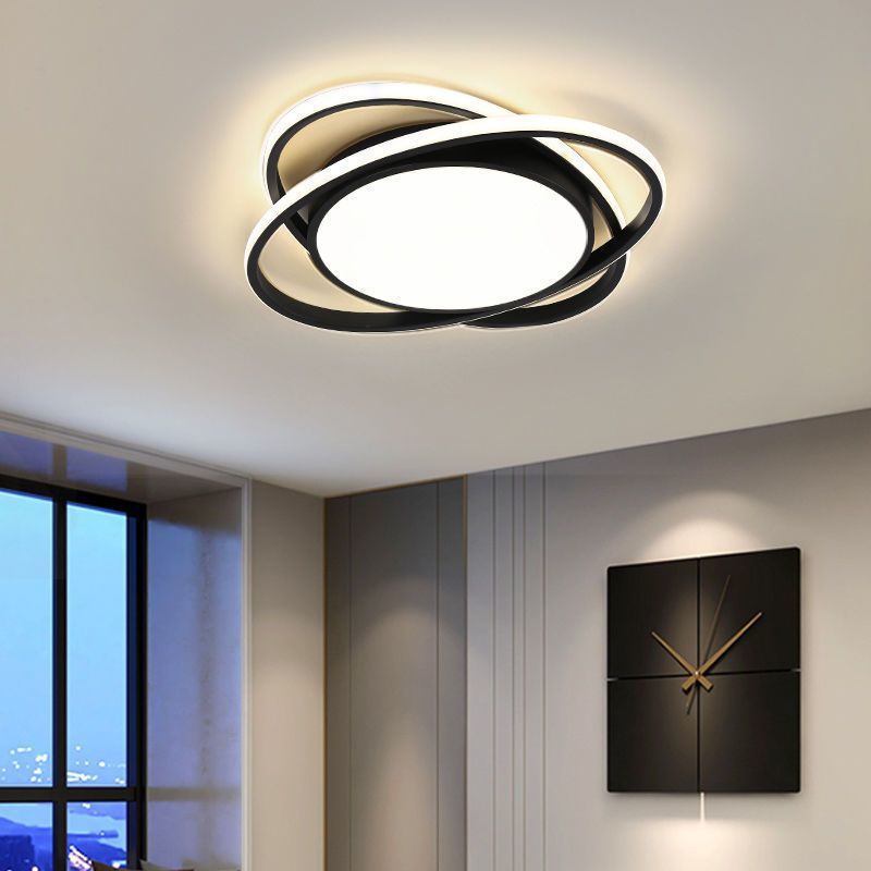 Modern Minimalist Iron Acrylic Round LED Flush Mount Ceiling Light for Bedroom & Living Room
