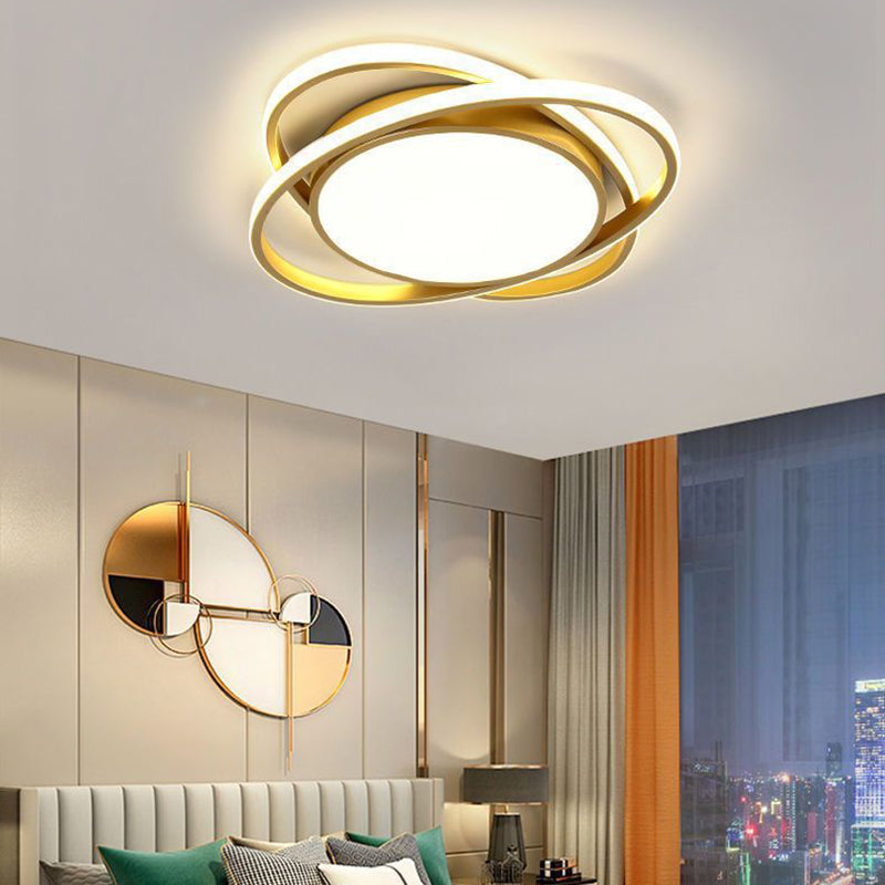Modern Minimalist Iron Acrylic Round LED Flush Mount Ceiling Light for Bedroom & Living Room