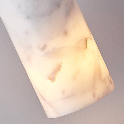 Modern Minimalist Brass & Marble Cylinder 1-Light Pendant Light For Bedroom, Living Room & Dining Room