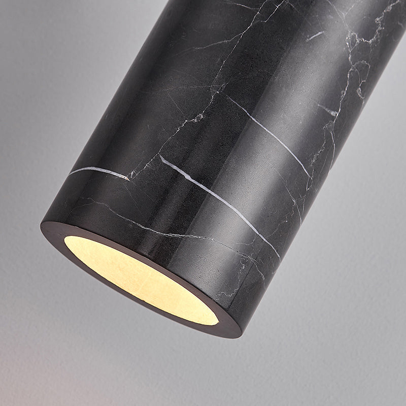 Modern Minimalist Brass & Marble Cylinder 1-Light Pendant Light For Bedroom, Living Room & Dining Room