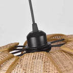 Traditional Japanese Rattan Petal 1-light Pendant Light with Adjustable Cord for Dining Room, Bedroom & Living Room BulbSquare