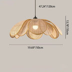 Traditional Japanese Rattan Petal 1-light Pendant Light with Adjustable Cord for Dining Room, Bedroom & Living Room BulbSquare
