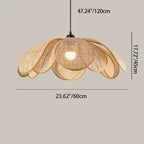 Traditional Japanese Rattan Petal 1-light Pendant Light with Adjustable Cord for Dining Room, Bedroom & Living Room BulbSquare