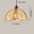 Traditional Japanese Rattan Petal 1-light Pendant Light with Adjustable Cord for Dining Room, Bedroom & Living Room BulbSquare