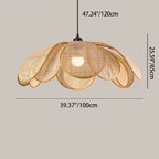 Traditional Japanese Rattan Petal 1-light Pendant Light with Adjustable Cord for Dining Room, Bedroom & Living Room BulbSquare