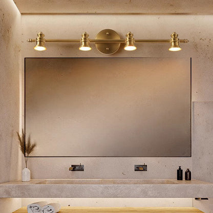 Traditional French Brass Linear Round 2/3/4/5-Light Vanity Light Wall Sconce Lamp With Rotatable Shades For Bathroom, Vanity Mirror & Bedroom