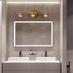Traditional French Brass Linear Round 2/3/4/5-Light Vanity Light Wall Sconce Lamp With Rotatable Shades For Bathroom, Vanity Mirror & Bedroom