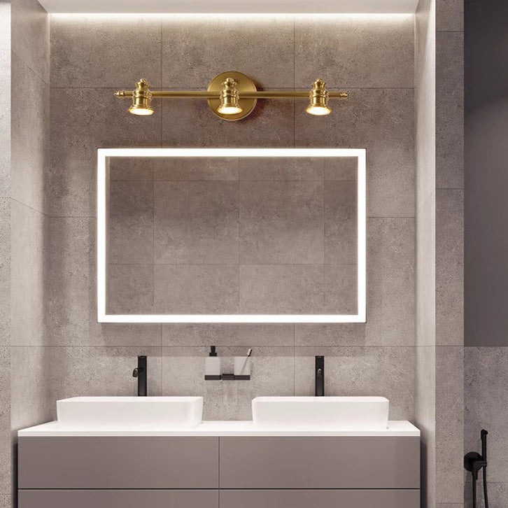 Traditional French Brass Linear Round 2/3/4/5-Light Vanity Light Wall Sconce Lamp With Rotatable Shades For Bathroom, Vanity Mirror & Bedroom