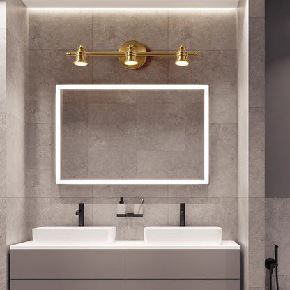Traditional French Brass Linear Round 2/3/4/5-Light Vanity Light Wall Sconce Lamp With Rotatable Shades For Bathroom, Vanity Mirror & Bedroom