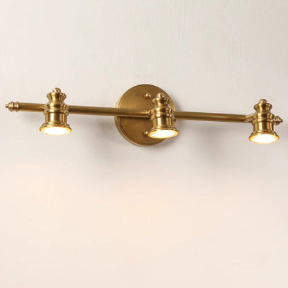 Traditional French Brass Linear Round 2/3/4/5-Light Vanity Light Wall Sconce Lamp With Rotatable Shades For Bathroom, Vanity Mirror & Bedroom