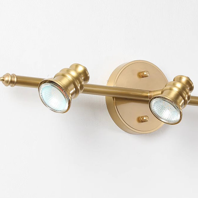 Traditional French Brass Linear Round 2/3/4/5-Light Vanity Light Wall Sconce Lamp With Rotatable Shades For Bathroom, Vanity Mirror & Bedroom