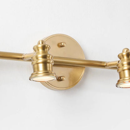Traditional French Brass Linear Round 2/3/4/5-Light Vanity Light Wall Sconce Lamp With Rotatable Shades For Bathroom, Vanity Mirror & Bedroom