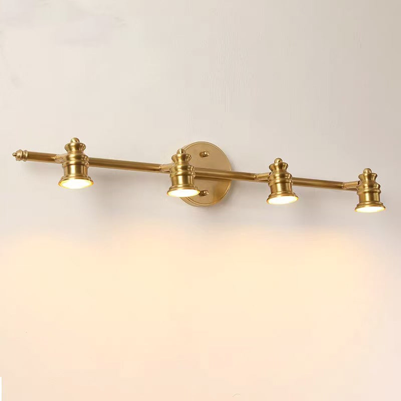 Traditional French Brass Linear Round 2/3/4/5-Light Vanity Light Wall Sconce Lamp With Rotatable Shades For Bathroom, Vanity Mirror & Bedroom