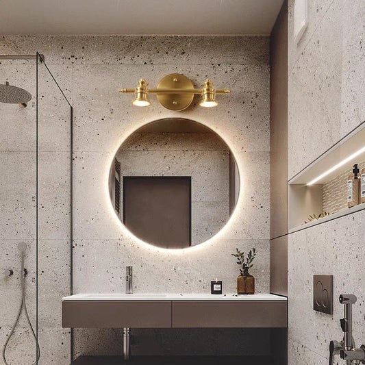 Traditional French Brass Linear Round 2/3/4/5-Light Vanity Light Wall Sconce Lamp With Rotatable Shades For Bathroom, Vanity Mirror & Bedroom