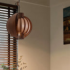 Traditional French Wood & Metal Globe 1-Light Pendant Light With Adjustable Cord For Bedroom, Dining Room & Living Room