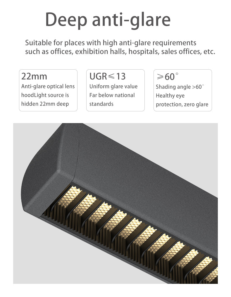 Seamless LED Retina-friendly Pendant Light - Industrial Aluminum Linear Lighting for Home Office