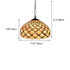 Traditional Tiffany Iron Glass Semi-Circular Arc 1-Light Pendant Light For Living Room