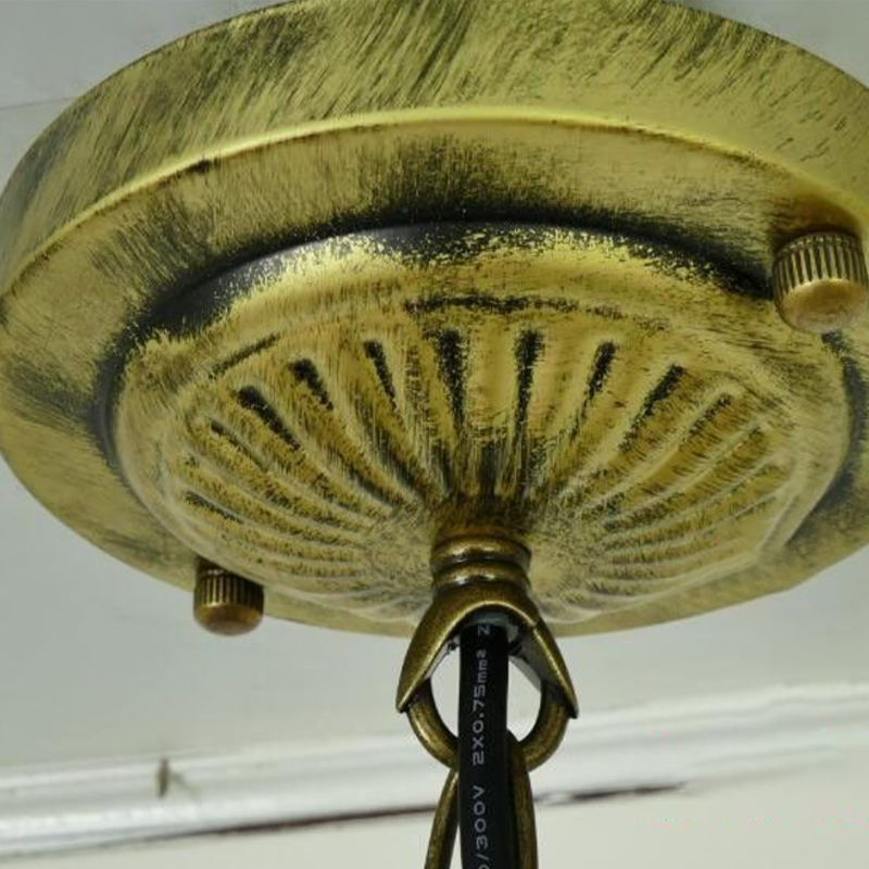 Traditional Tiffany Iron Glass Semi-Circular Arc 1-Light Pendant Light For Living Room