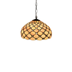 Traditional Tiffany Iron Glass Semi-Circular Arc 1-Light Pendant Light For Living Room