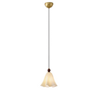 Traditional French Iron Solid Wood Glass Morning Glory Flower 1-Light Pendant Light For Living Room & Dining Room