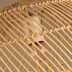 Traditional Japanese Hand-Woven Rattan Round 1-Light Pendant Light For Dining Room