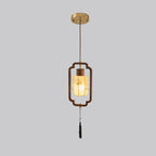 Traditional Chinese Hardware Solid Wood Fabric Lantern 1-Light Pendant Light For Living Room & Bedroom