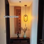 Traditional Chinese Hardware Solid Wood Fabric Lantern 1-Light Pendant Light For Living Room & Bedroom