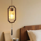Traditional Chinese Hardware Solid Wood Fabric Lantern 1-Light Pendant Light For Living Room & Bedroom
