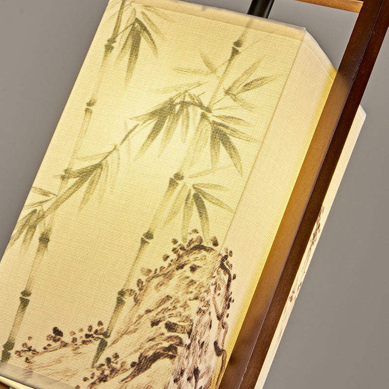 Traditional Chinese Solid Wood Fabric Lantern 1-Light Pendant Light For Living Room & Dining Room