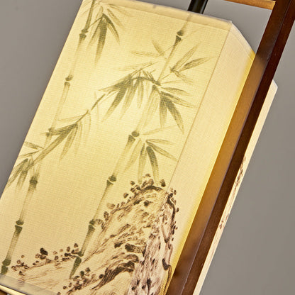Traditional Chinese Solid Wood Fabric Lantern 1-Light Pendant Light For Living Room & Dining Room