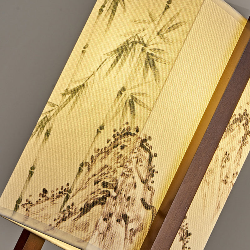 Traditional Chinese Solid Wood Fabric Lantern 1-Light Pendant Light For Living Room & Dining Room