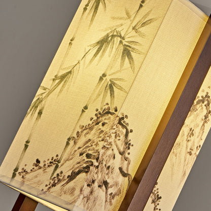 Traditional Chinese Solid Wood Fabric Lantern 1-Light Pendant Light For Living Room & Dining Room
