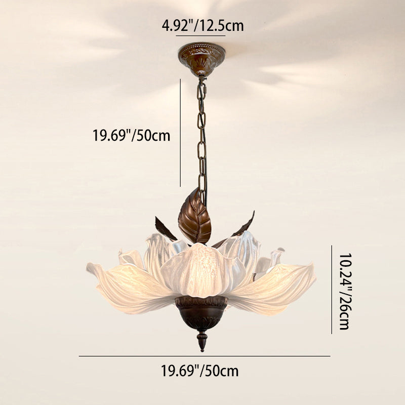 Traditional French Metal Acrylic Petal 6-Light Pendant Light For Living Room & Dining Room