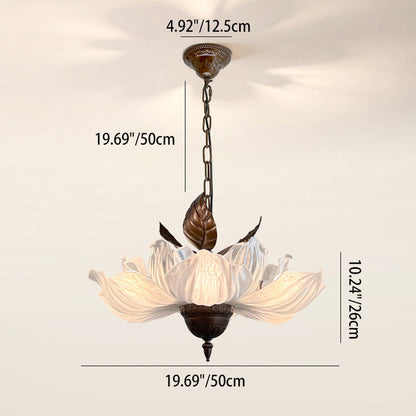 Traditional French Metal Acrylic Petal 6-Light Pendant Light For Living Room & Dining Room