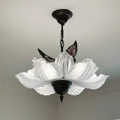 Traditional French Metal Acrylic Petal 6-Light Pendant Light For Living Room & Dining Room