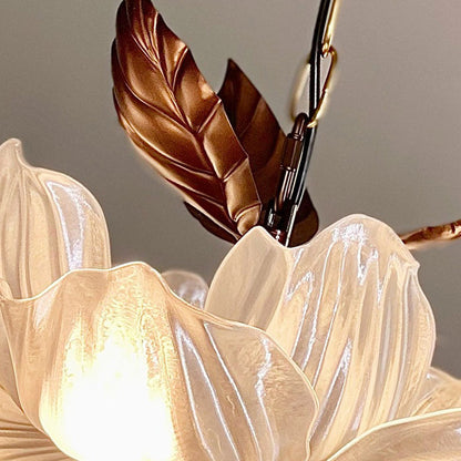 Traditional French Metal Acrylic Petal 6-Light Pendant Light For Living Room & Dining Room