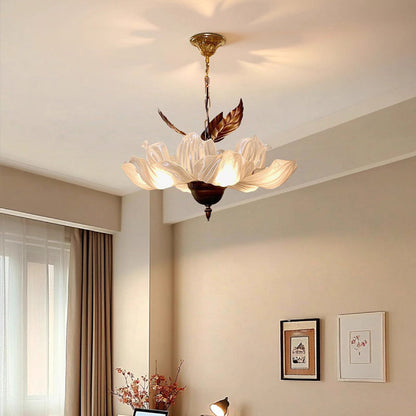 Traditional French Metal Acrylic Petal 6-Light Pendant Light For Living Room & Dining Room