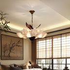 Traditional French Metal Acrylic Petal 6-Light Pendant Light For Living Room & Dining Room