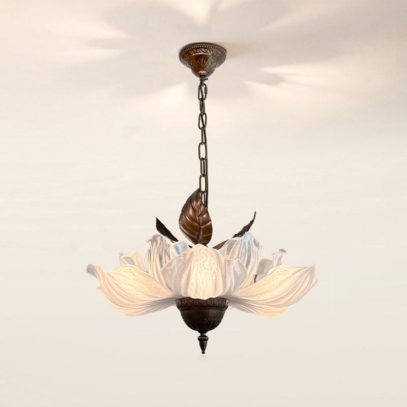 Traditional French Metal Acrylic Petal 6-Light Pendant Light For Living Room & Dining Room