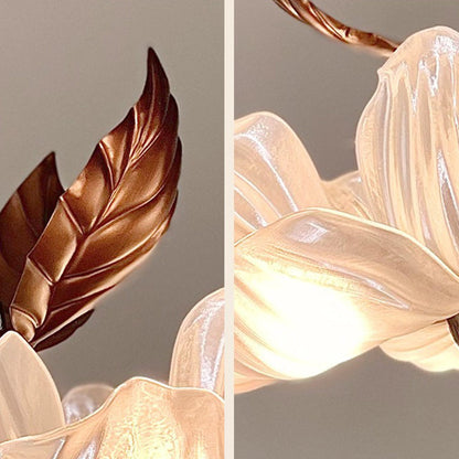 Traditional French Metal Acrylic Petal 6-Light Pendant Light For Living Room & Dining Room