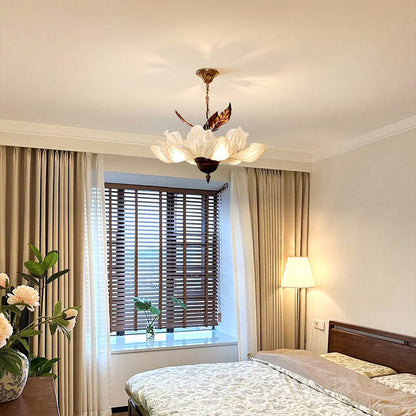 Traditional French Metal Acrylic Petal 6-Light Pendant Light For Living Room & Dining Room