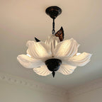 Traditional French Metal Acrylic Petal 6-Light Pendant Light For Living Room & Dining Room